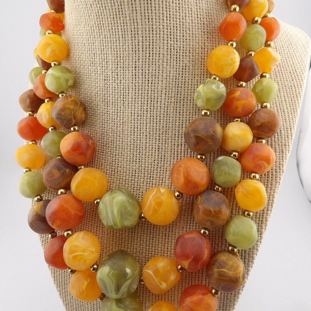 Vintage Kramer Multi-Strand Lucite Necklace and Earring Set - Picture 7 of 7